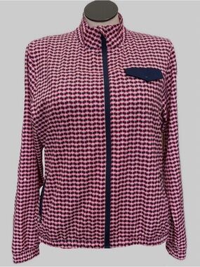 Lady Hagen Pink and Navy Patterned Zip Jacket